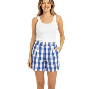 Talbots Womens Bermuda Shorts Sz 0 Petite Checkered High Rise Preppy Minimal